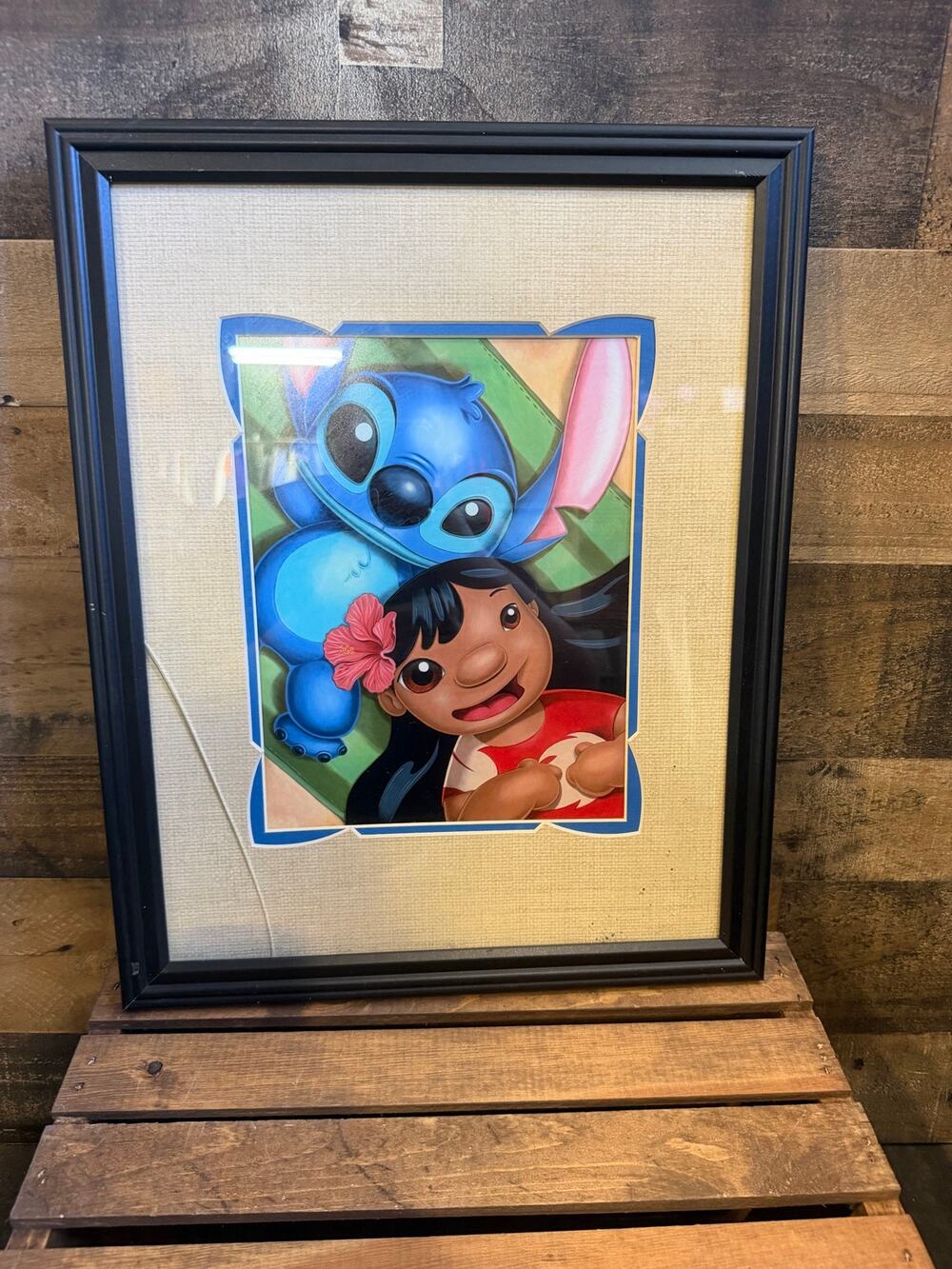 Disney Lilo and Stitch Framed 3D Paper Shadowbox Wall Art -16x21 - Fabric Mat